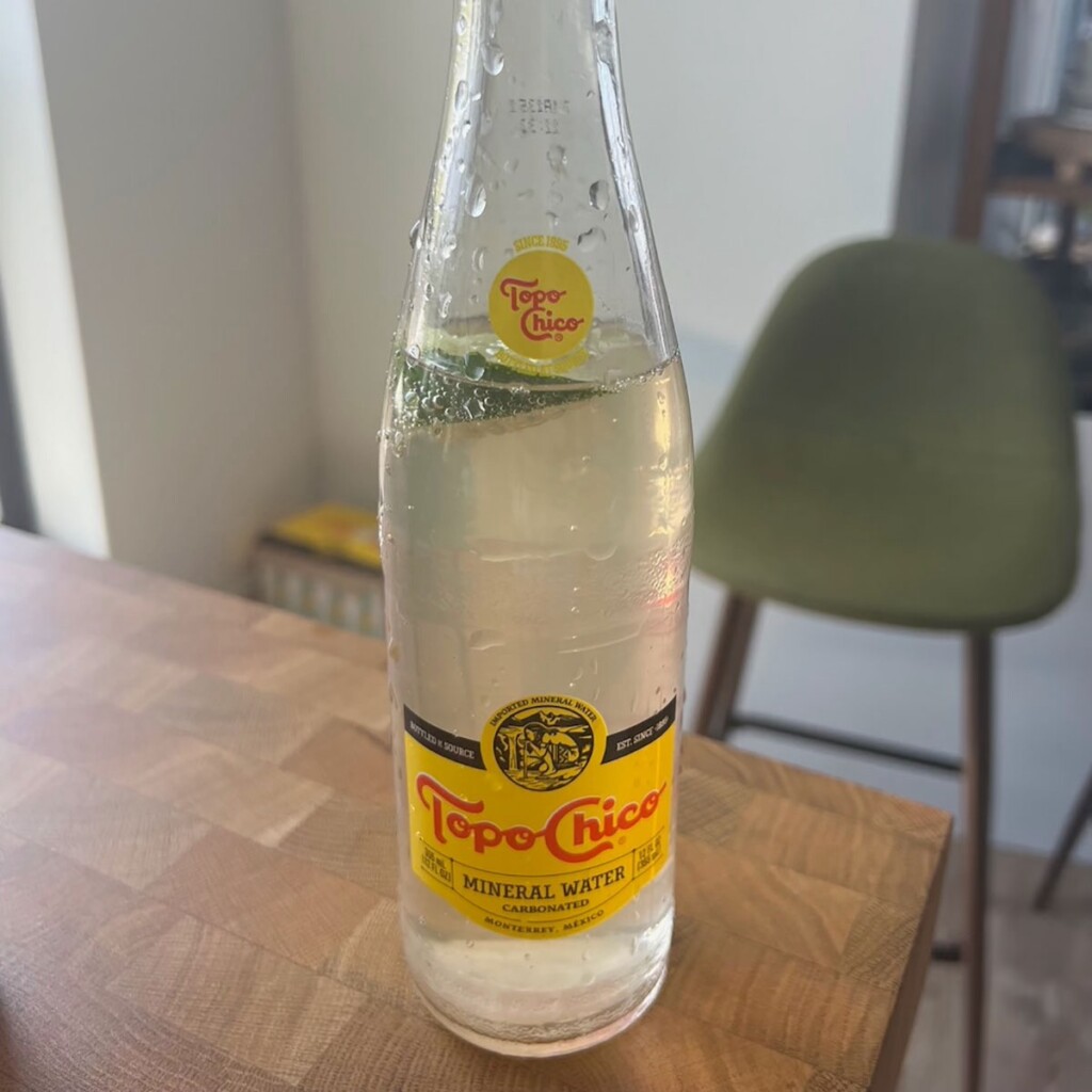 Ranch water in a Topo Chico bottle.