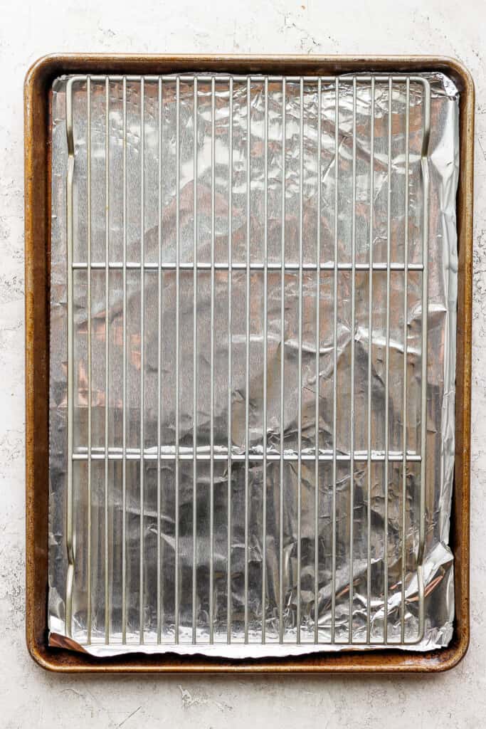 a sheet of aluminum foil on a baking sheet.
