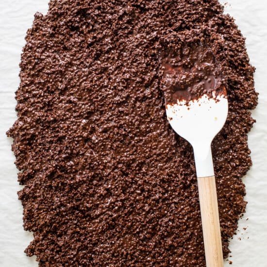 a spoon with some chocolate powder on it.