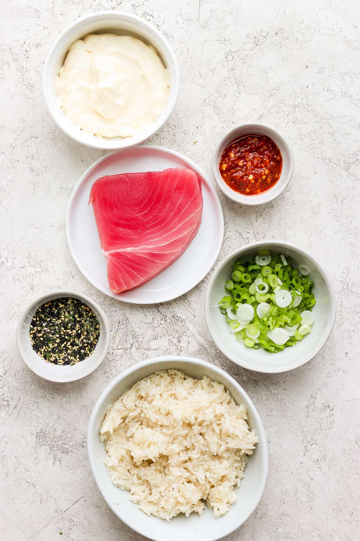 the ingredients for a tuna salad.