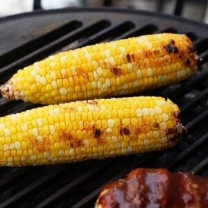 Grilled corn on the cob with a bbq glaze.