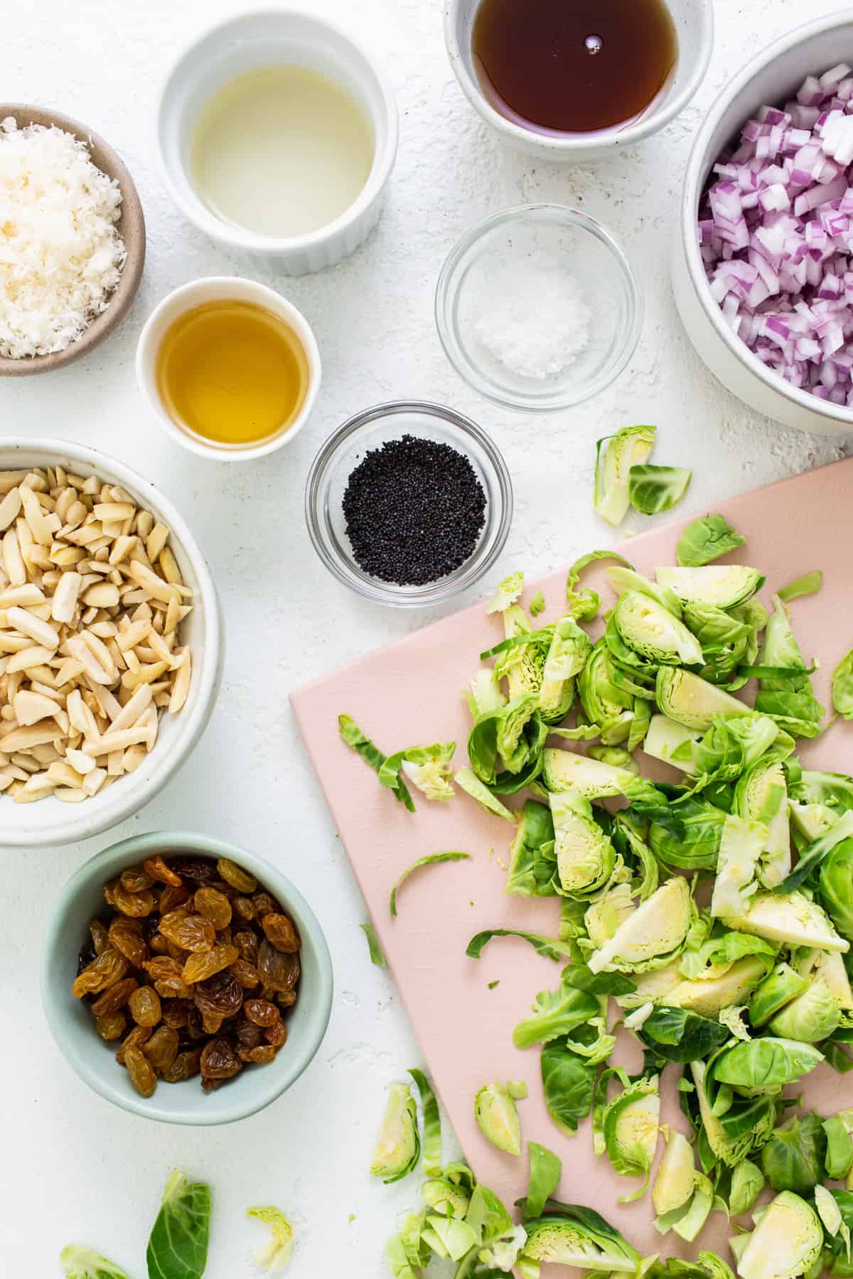 Ingredients for brussels sprouts salad.