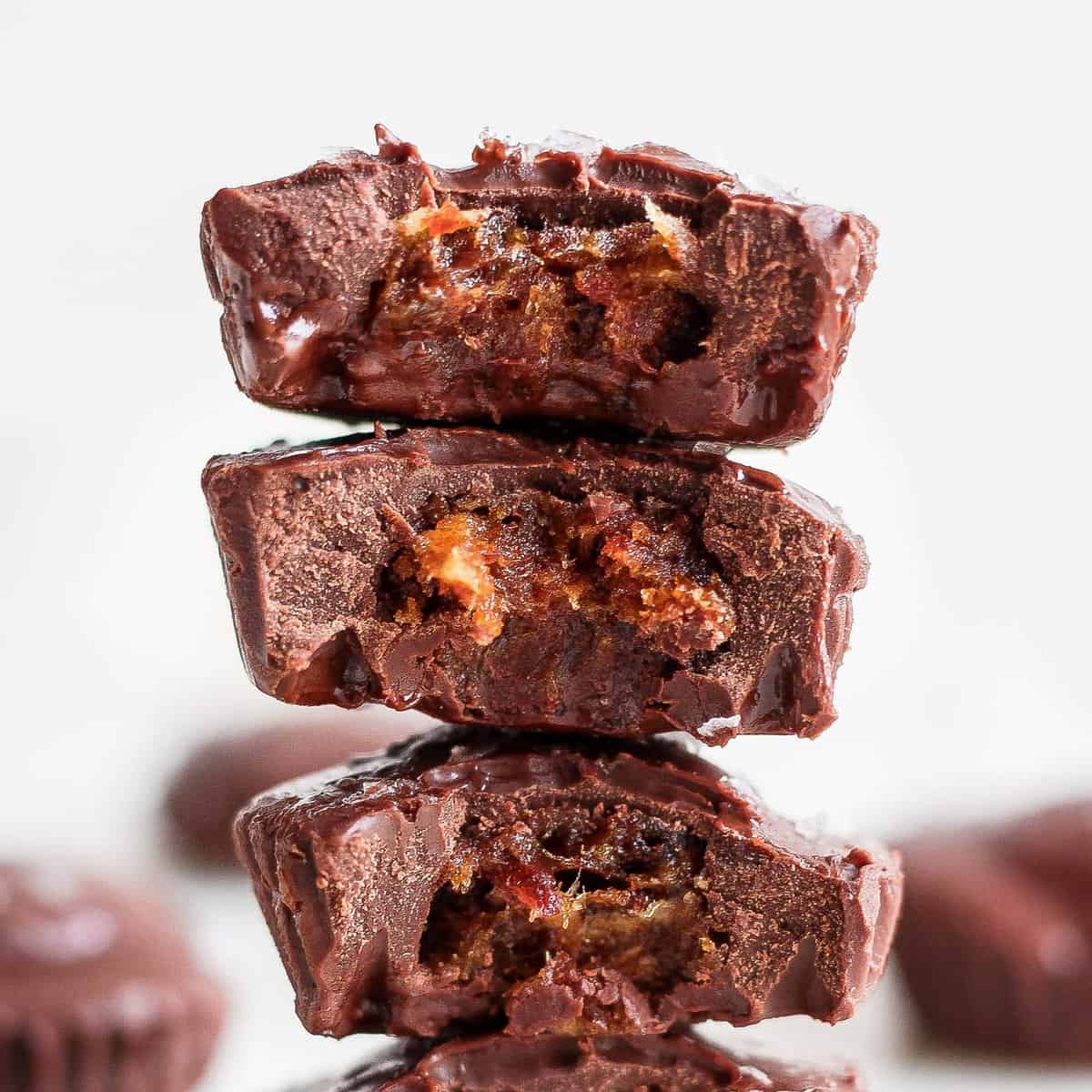 Salted Dark Chocolate Date Peanut Butter Cups