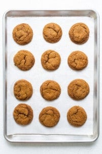 Ginger cookies on a baking sheet.