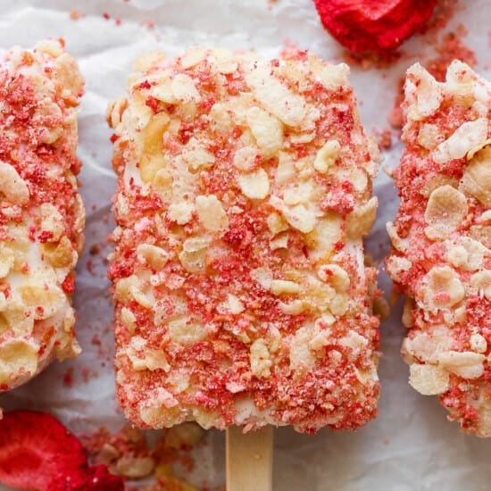 Strawberry and almond popsicles.