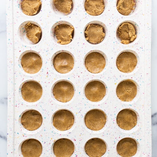 A tray filled with peanut butter cookies.
