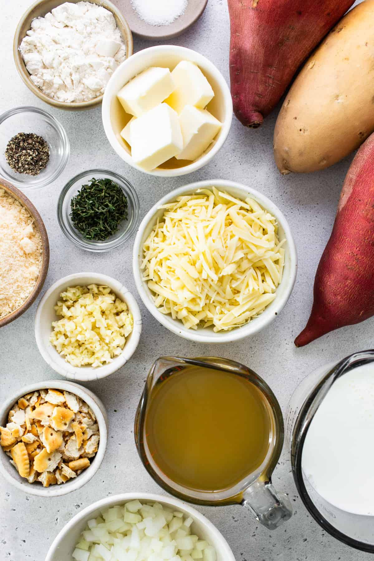 Ingredients for a sweet potato casserole.