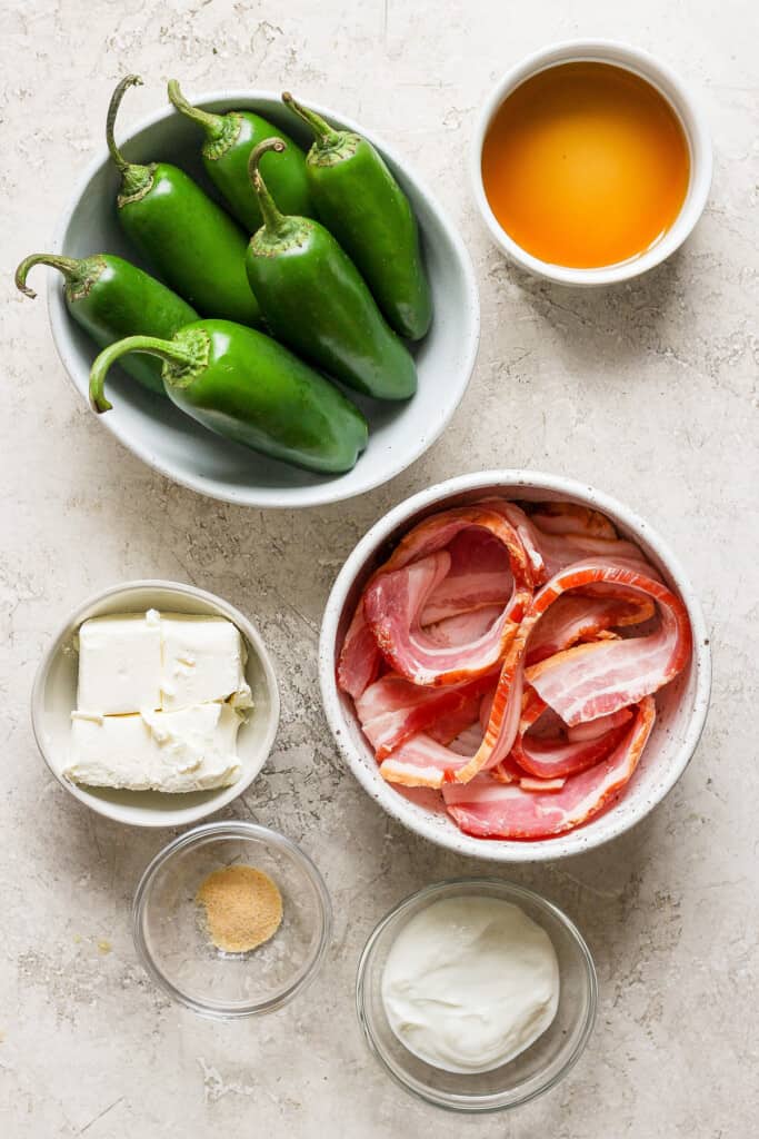 The ingredients for a bacon and jalapeno enchilada.