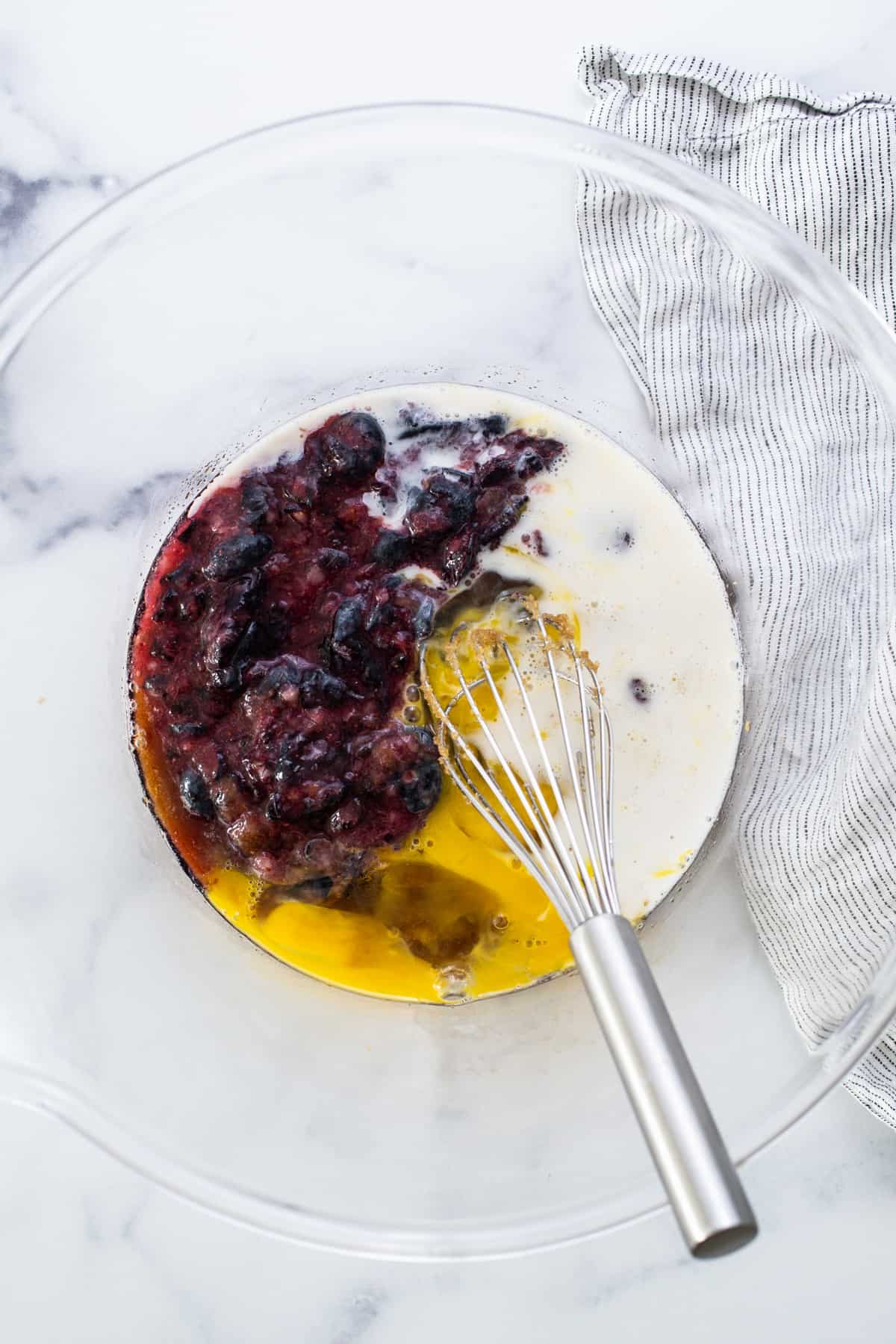 A bowl with berries and eggs in it.