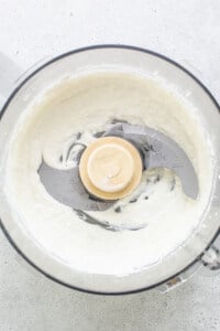 Whipped cream in a food processor.