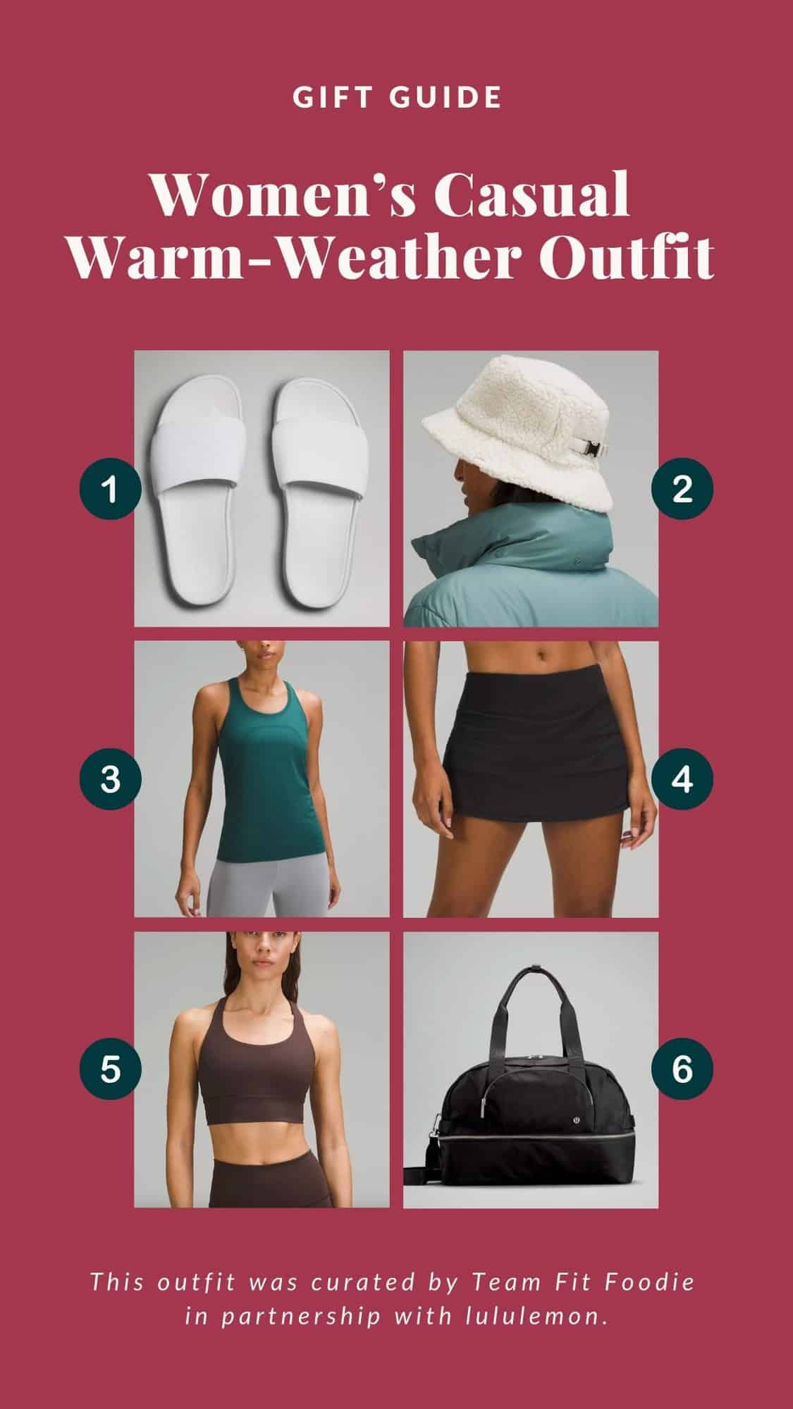A gift guide for women's casual warm weather outfit.
