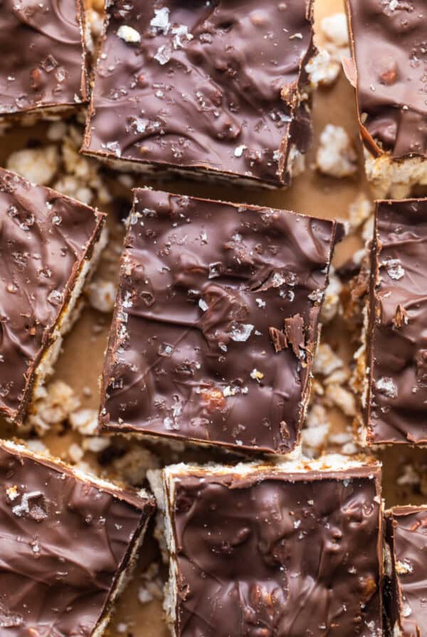 A plate of chocolate covered graham cracker bars.