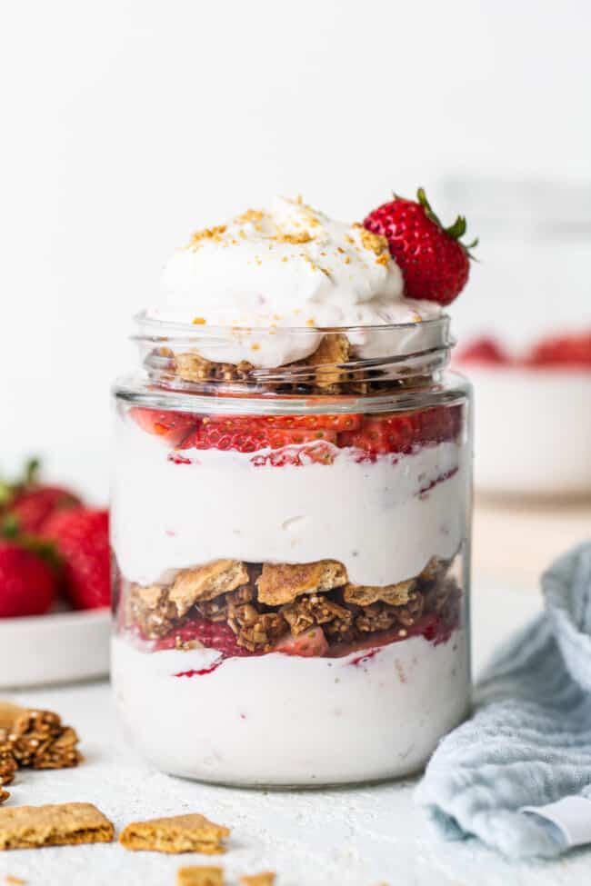 Protein Strawberry Cheesecake Jars - Fit Foodie Finds