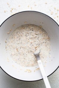 Oats in a bowl with a spoon.