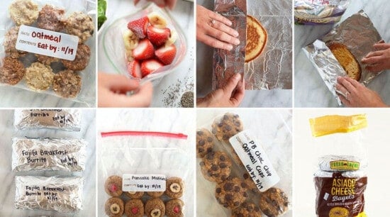 A series of photos showing how to make food in a plastic bag.