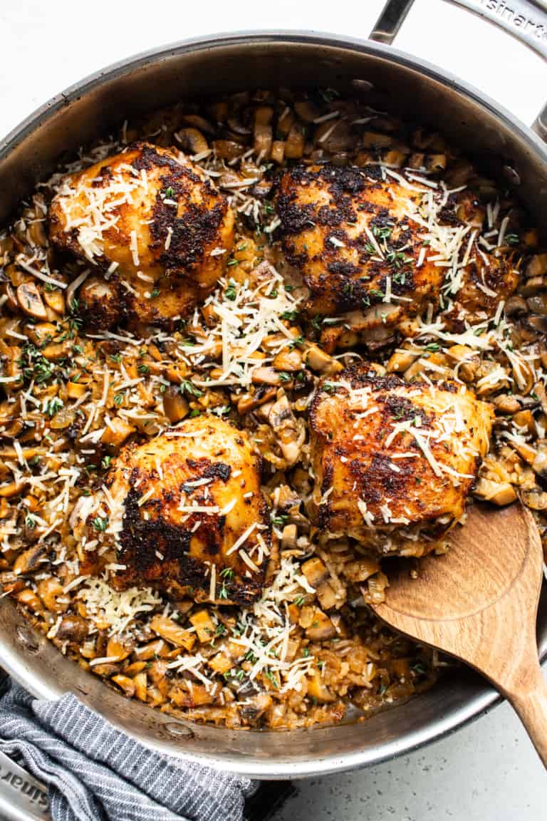 One Pot Mushroom Chicken And Rice Fit Foodie Finds