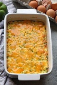 A Denver omelette bake with green peppers.