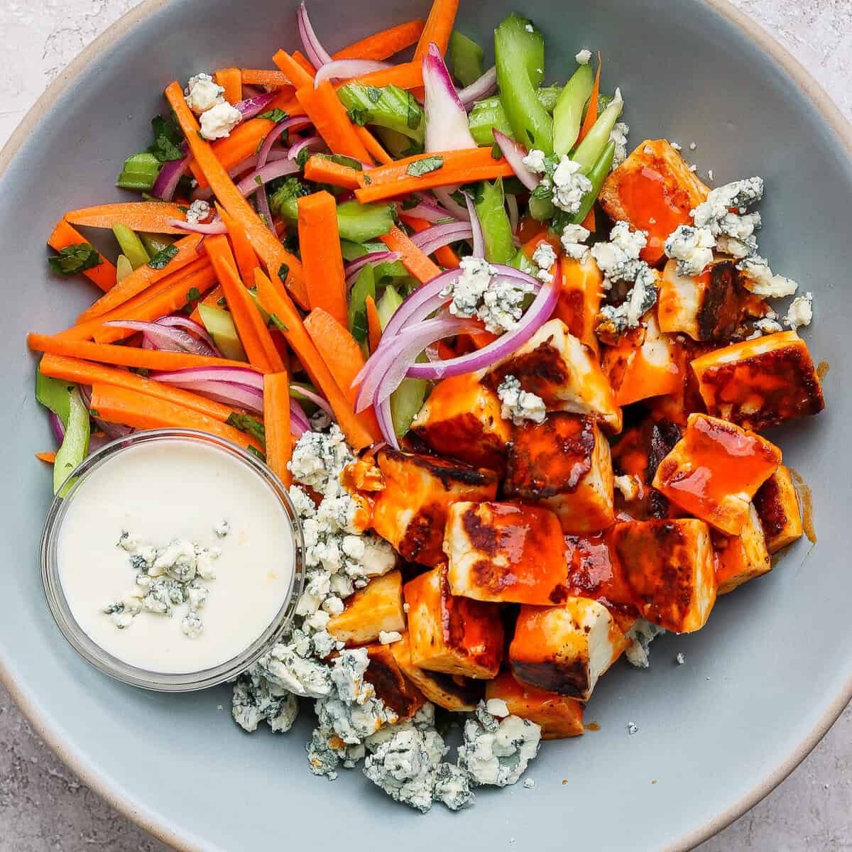 Crispy Buffalo Halloumi Salad