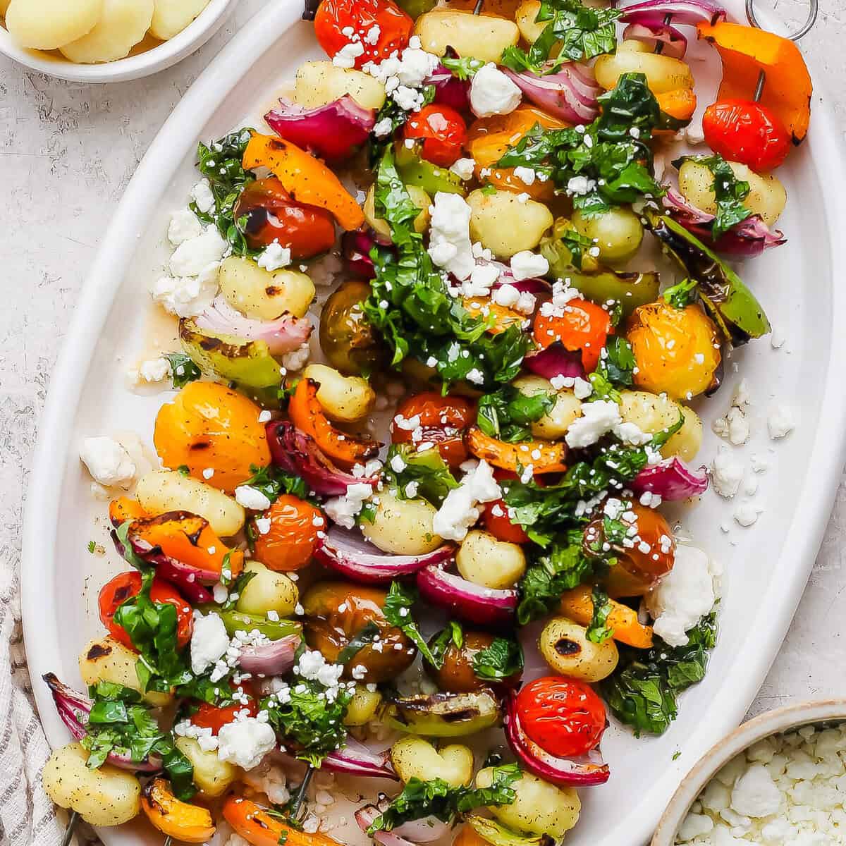 Rainbow Grilled Gnocchi Skewers