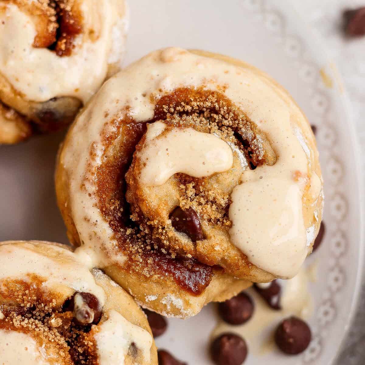 Peanut Butter Chocolate Chip Protein Cinnamon Rolls (Small Batch)